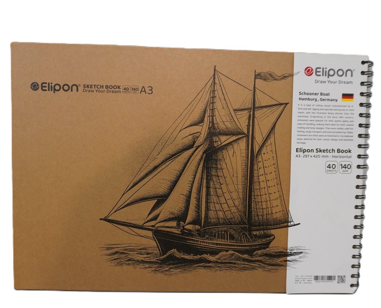 دفتر طراحی 40 برگ A3 سیمی Elipon Sketch Book