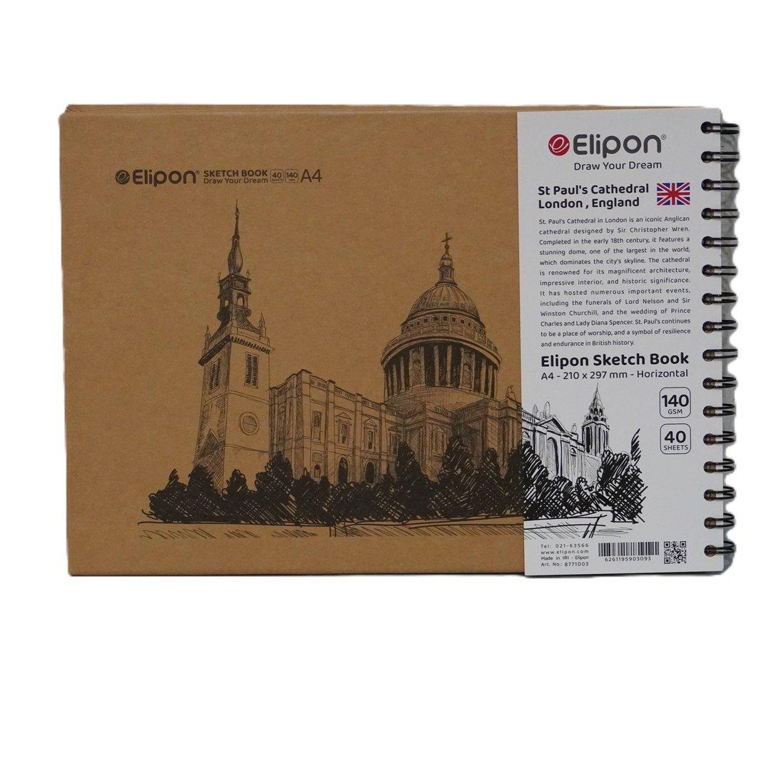 دفتر طراحی 40 برگ A4 سیمی Elipon Sketch Book