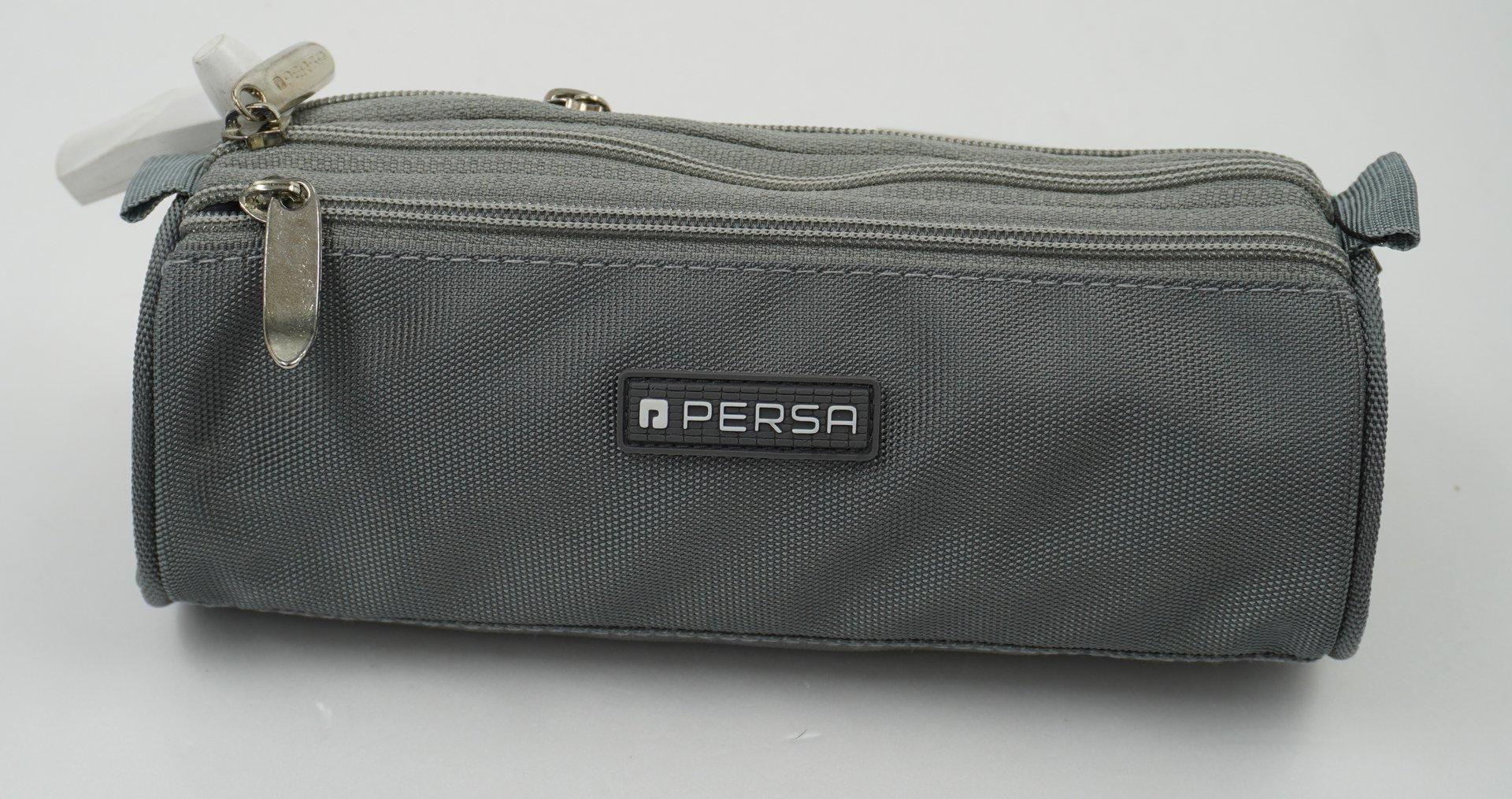 جامدادی 3 زیپ گرد طوسی PERSA 300009016 Classic