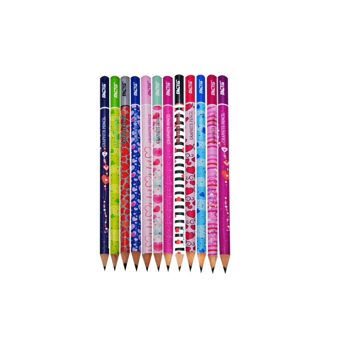 مداد مشکی HB بدنه رنگی طرح قلب FACTIS Graphite Pencil