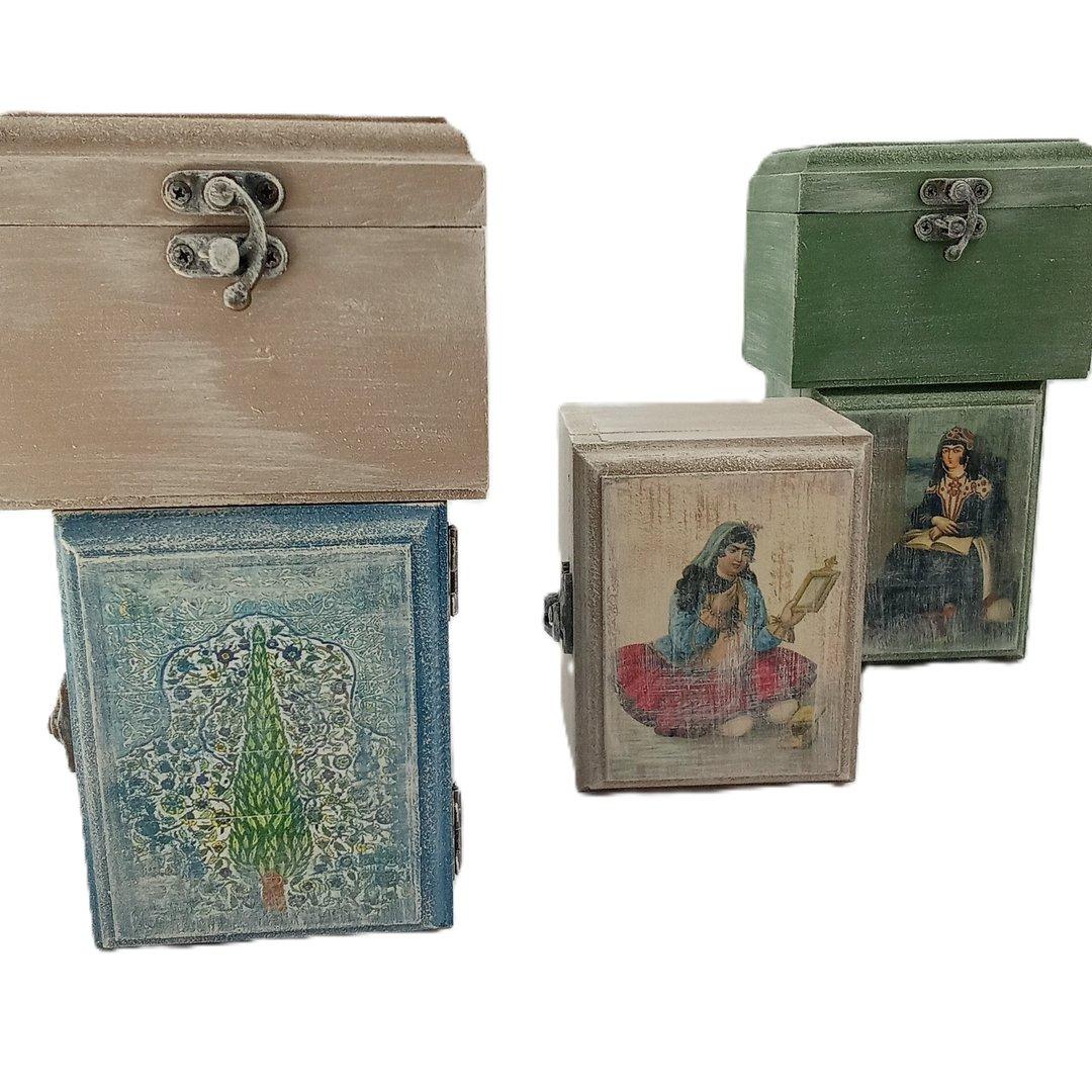 جعبه چوبی پتینه 7×7×7 Zangar Decor