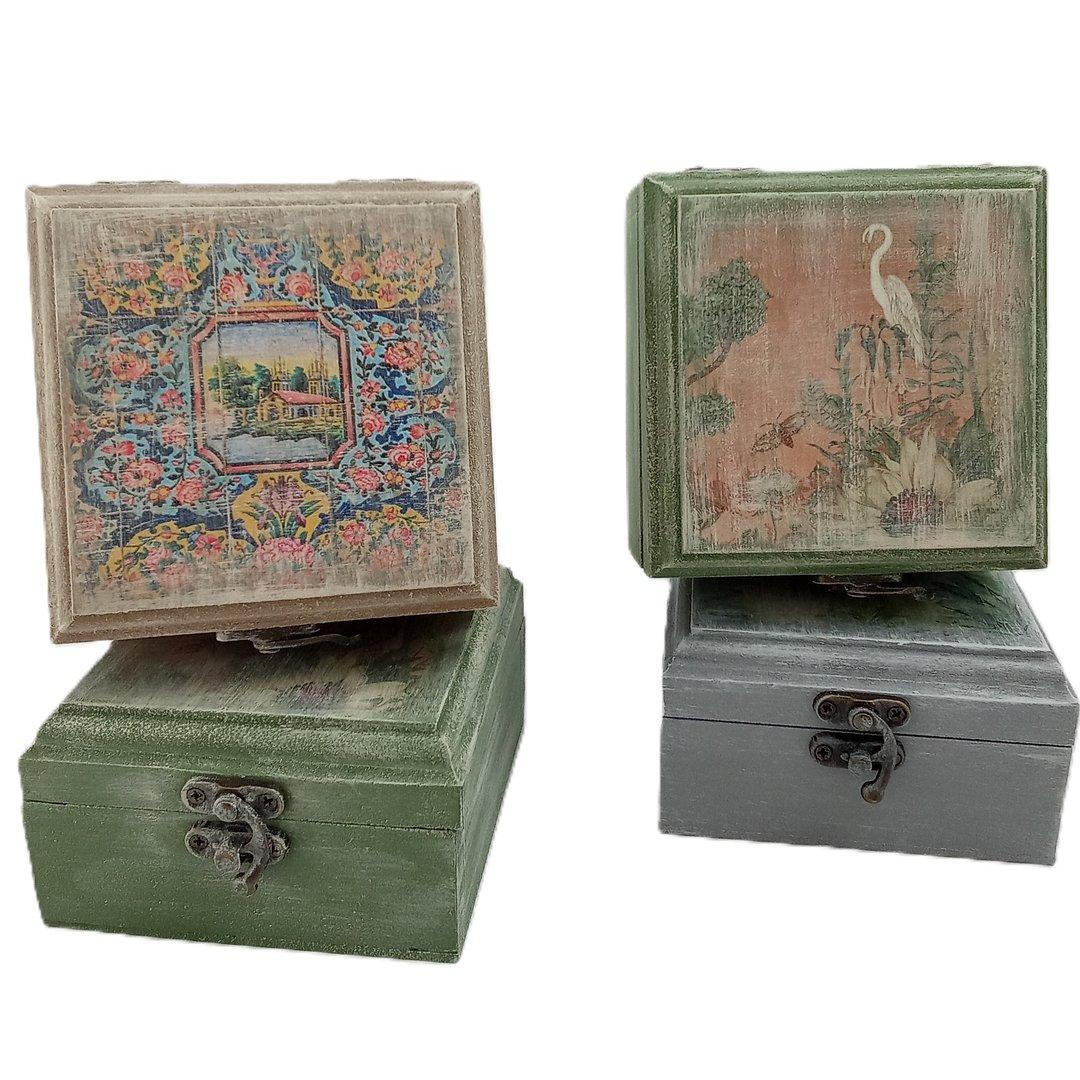 جعبه چوبی پتینه 5×10×10 Zangar Decor