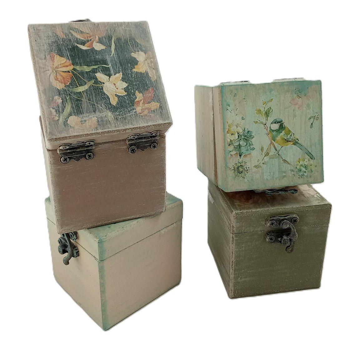 جعبه چوبی پتینه 8×8×10 Zangar Decor