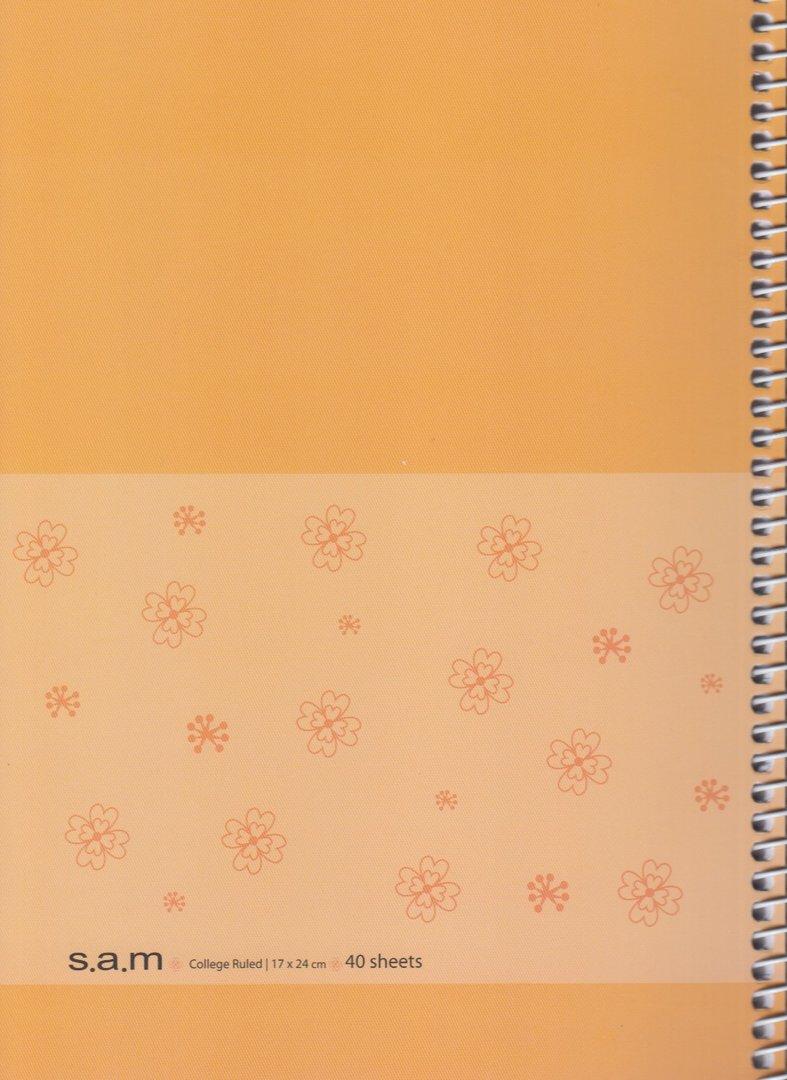 دفتر 40 برگ طرح 3 نارنجی وزیری سیمی sam - 0