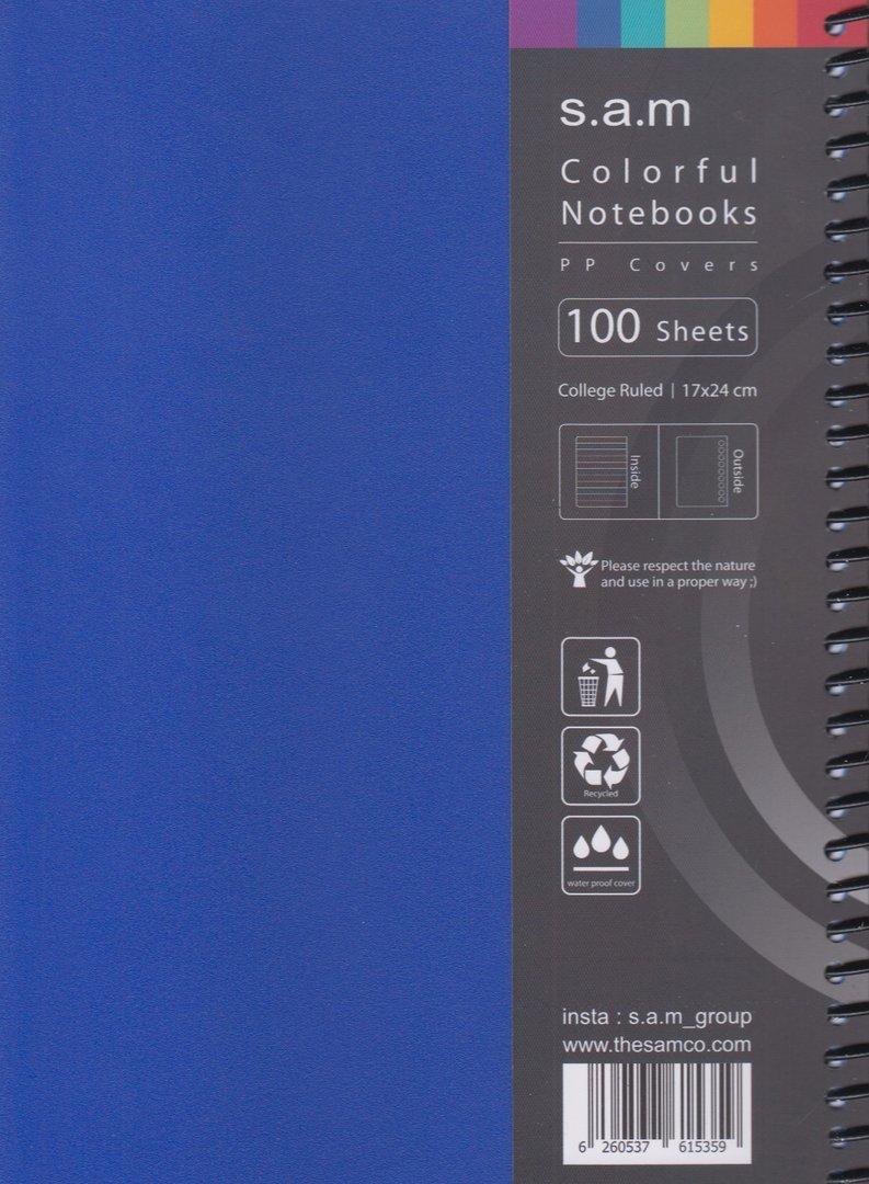 دفتر 100 برگ آبی سیمی وزیری sam - 0
