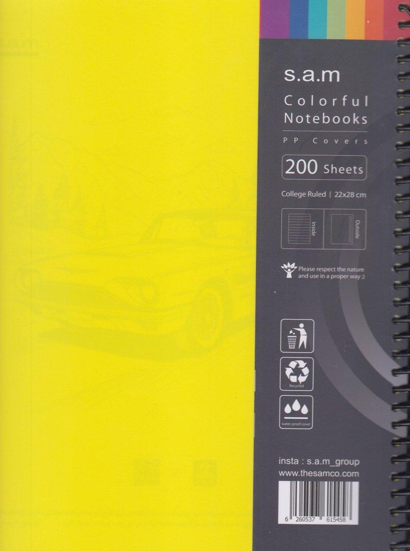 دفتر 200 برگ زرد سیمی رحلی sam p.p