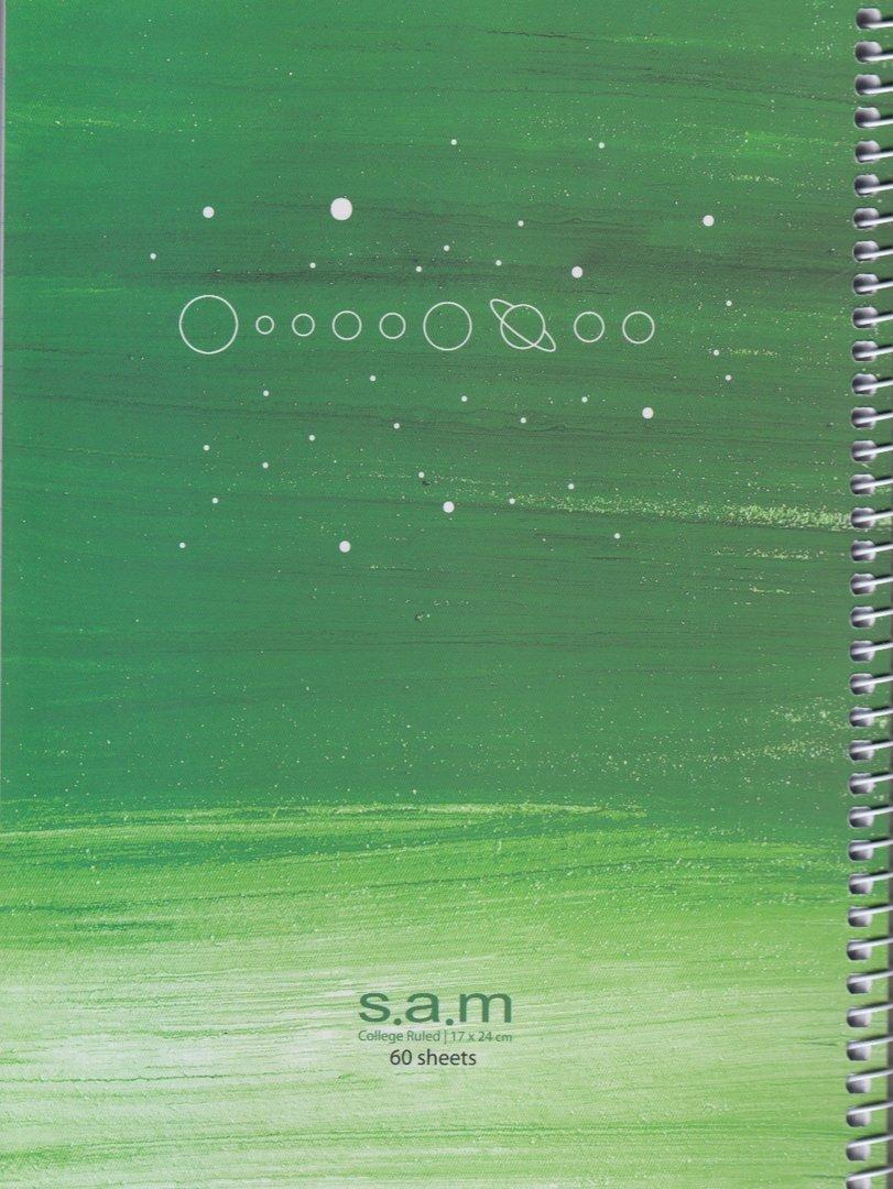 دفتر 60 برگ طرح 1 سبز وزیری سیمی sam - 0
