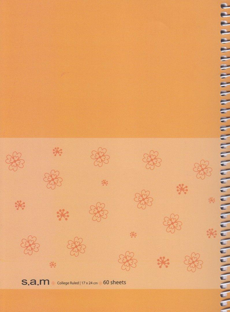دفتر 60 برگ طرح 3 نارنجی وزیری سیمی sam - 0