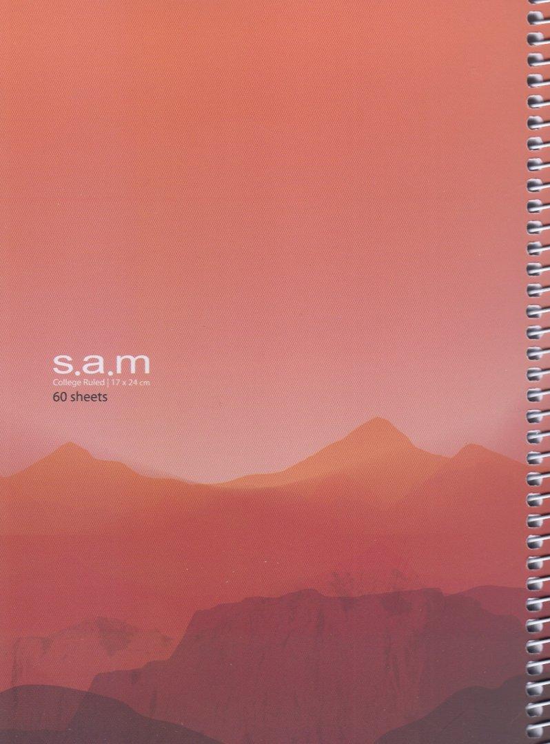 دفتر 60 برگ طرح 4 نارنجی وزیری سیمی sam - 0