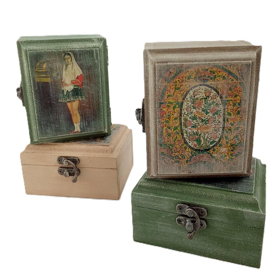 جعبه چوبی پتینه 6×8×10 Zangar Decor